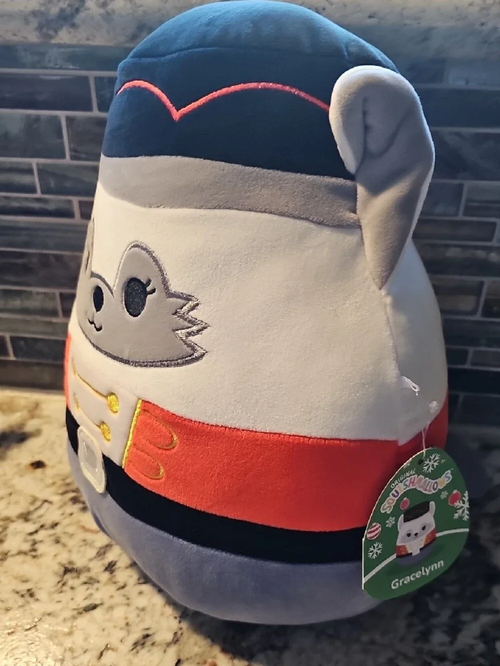 Squishmallows Gray White Navy Red Plush Soldier Character